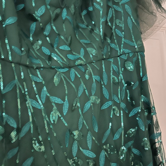 Plus Size Emerald Green Sequin Tulle Formal Dress - Picture 3 of 8